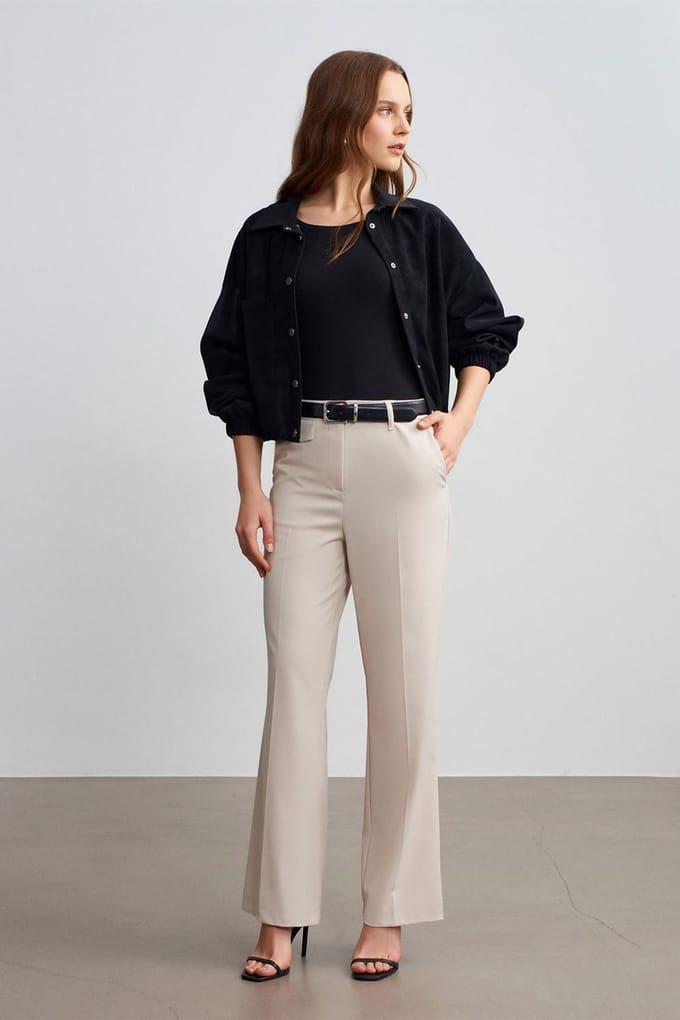Dames Hoge Taille Rechte Cropped Broek