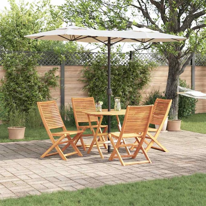 vidaXL - Tuin - Eettafel - Set - 5 - st - Bruin - Massief - Acacia - Hout