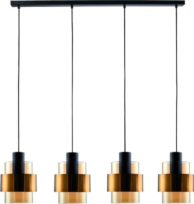 Freelight - Hanglamp Chiasso 4 lichts L120 cm zwart goud