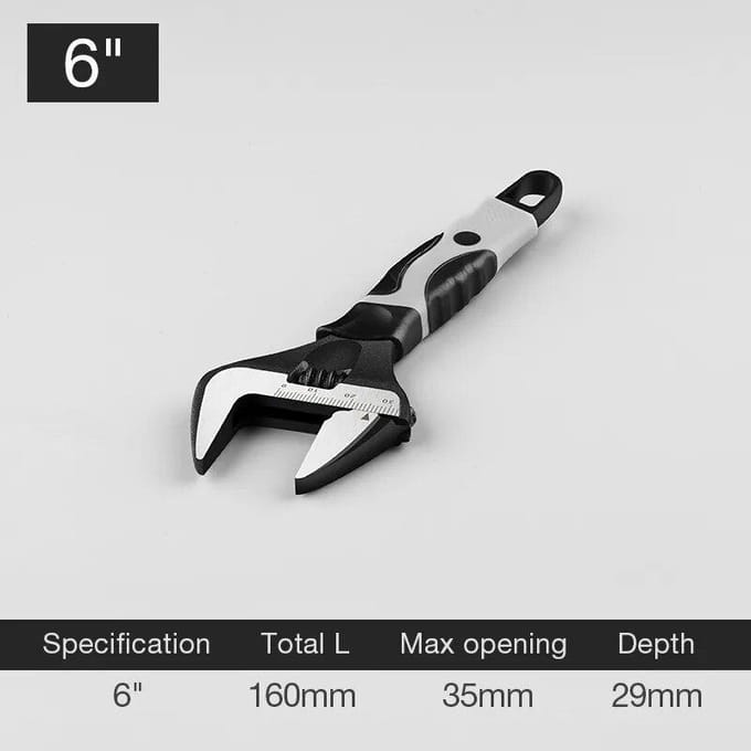 Clé à molette universelle, clé à écrou, clé d'ouverture, outils manuels pour la maison, outil multifonction 6 pouces 8 pouces gray