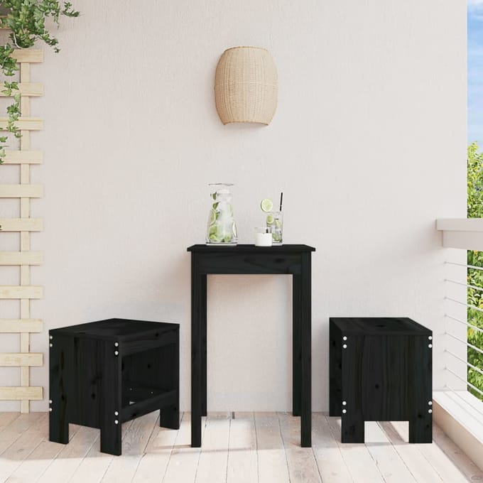 vidaXL - Barkrukken - 2 - st - 40x36x45 - cm - massief - grenenhout - zwart