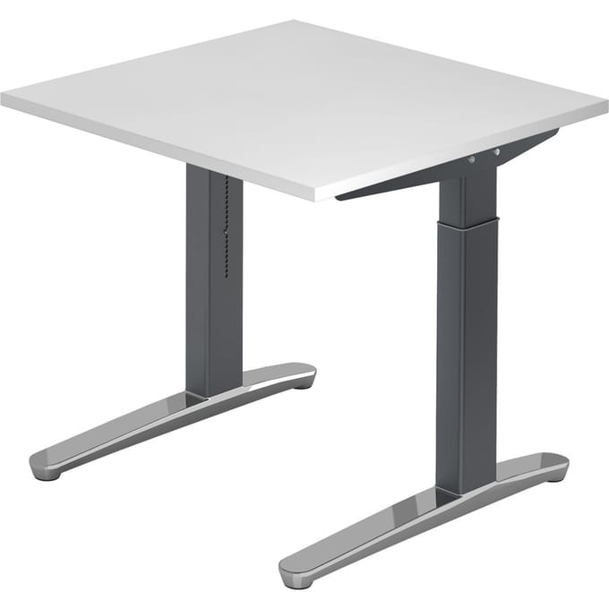 Bureautafel TOPAS LINE, handmatig in hoogte verstelbaar, B 800 mm, wit/grafiet/aluminium gepolijst