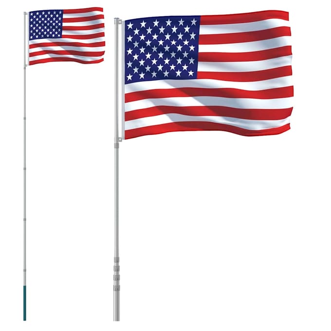 vidaXL - Vlag - met - vlaggenmast - Verenigde - Staten - 5,5 - m - aluminium