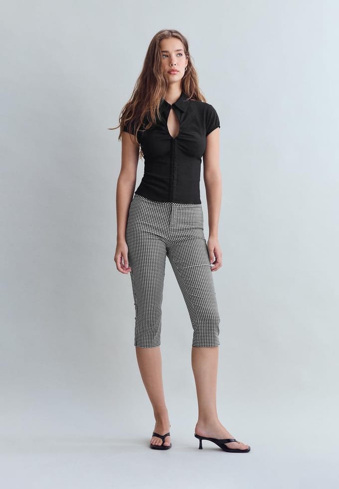 Stradivarius Overhemd met korte mouwen en cut-out  Zwart S