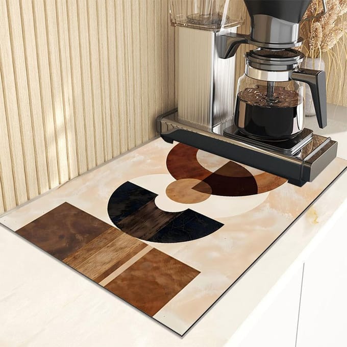 Moderne Abstracte Geometrische Absorberende Afdruipmat Decor Multifunctioneel Keukenblad Eettafel Koffiezetapparaat Pad 40x60cm black