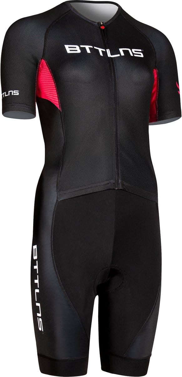 BTTLNS trisuit - triathlon pak - trisuit korte mouw dames - Chimera 1.0 - zwart-roze - S