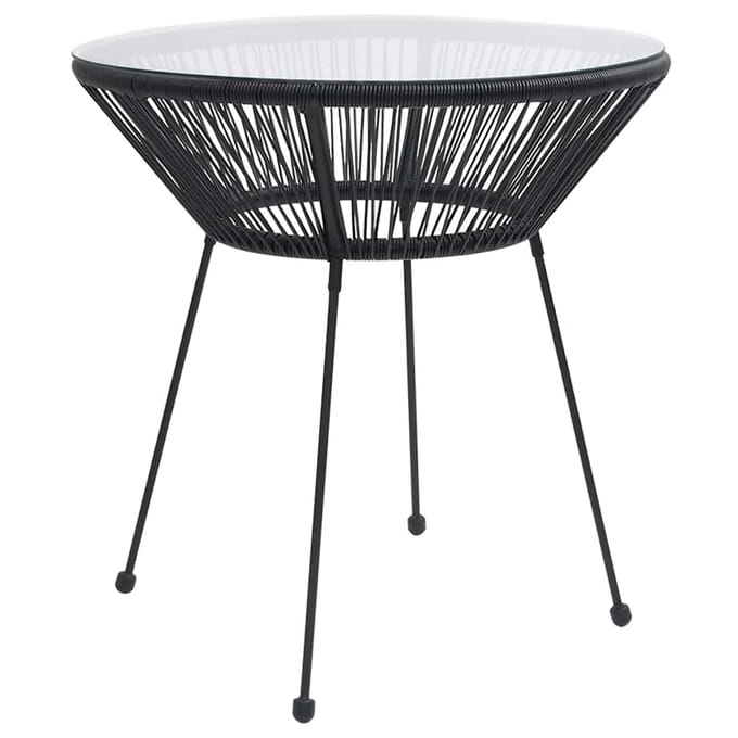 vidaXL - Tuintafel - Ø70x74 - cm - rattan - en - glas - zwart