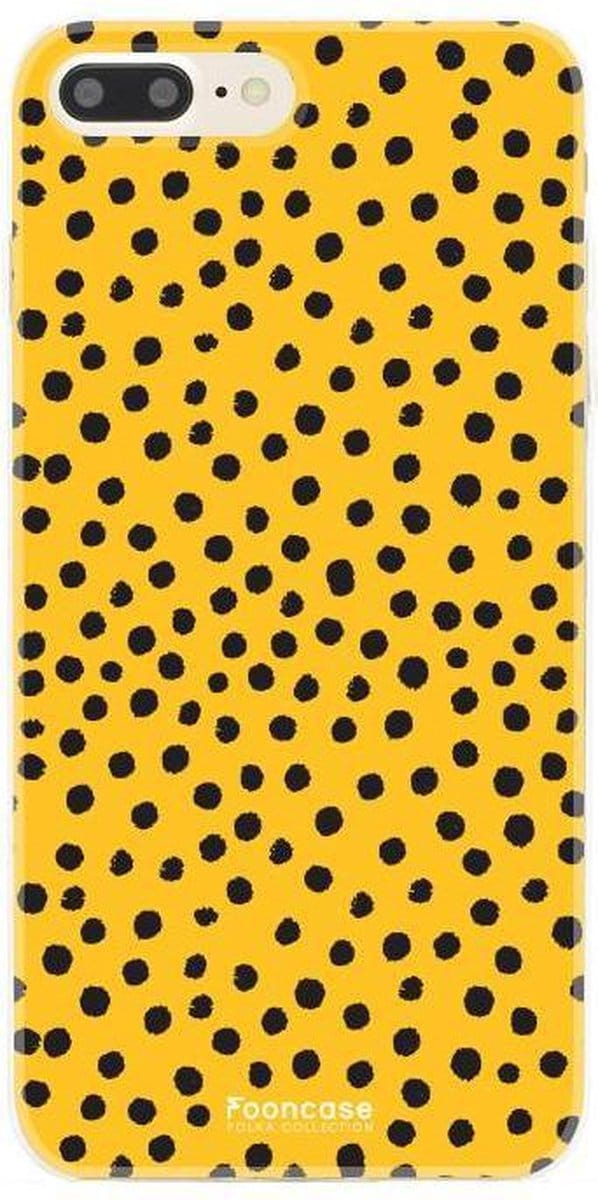 Fooncase Hoesje Geschikt voor iPhone 7 Plus - Shockproof Case - Back Cover / Soft Case - POLKA / Stipjes / Stippen / Oker Geel