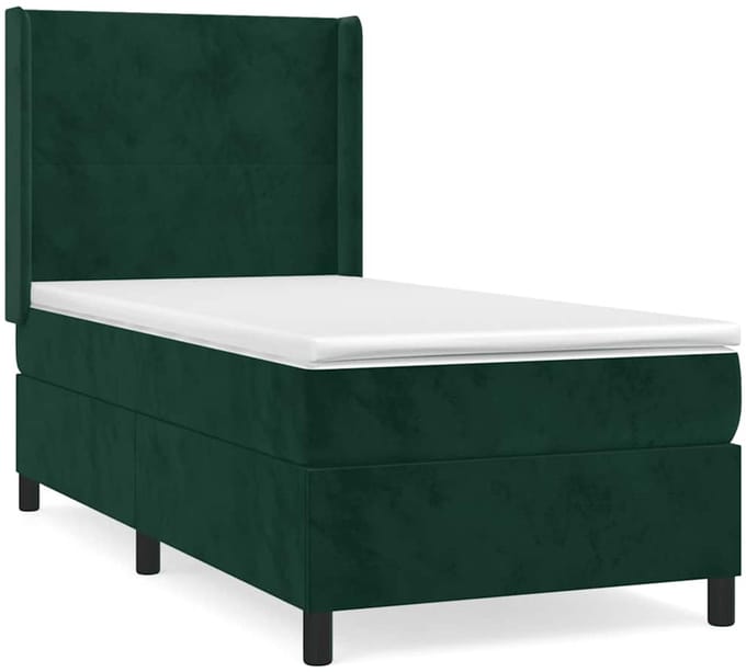 vidaXL - Boxspring - met - matras - fluweel - donkergroen - 90x200 - cm