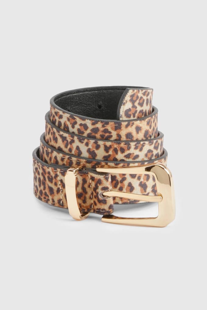 boohoo Dames Luipaardprint robuuste gesp boyfriend-riem | Maat: Small/Medium