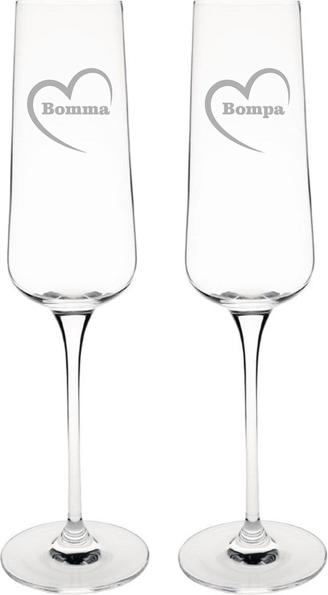 Champagneglas gegraveerd - 27cl - Bomma-Bompa-hartje