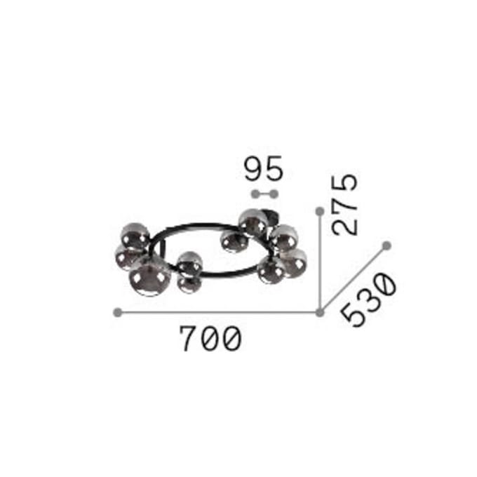 IDEAL LUX plafondlamp Perlage messing/wit, lengte 70 cm, 10-lamps