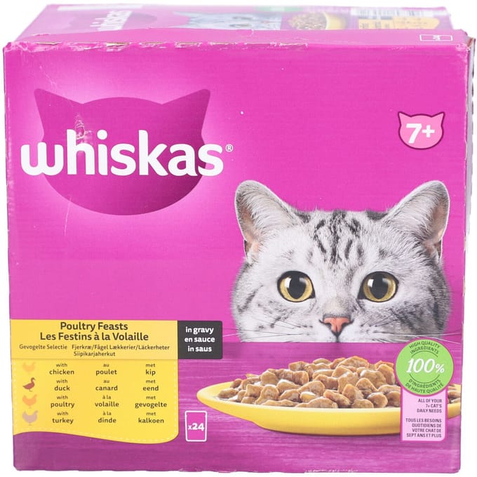Whiskas 7+ Gevogeltevoedsel - Sélection Volaille en Sauce Chat Senior 24x85 Voeding