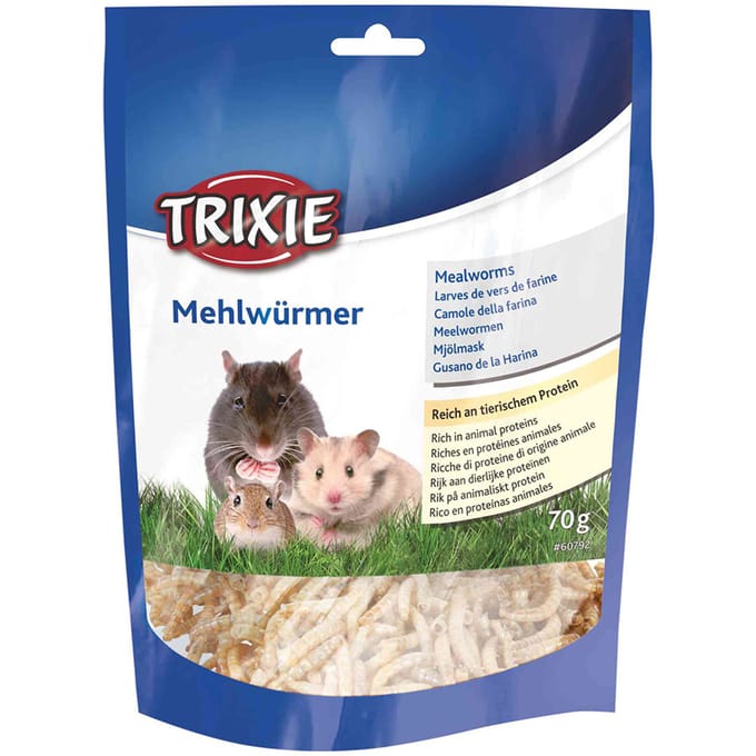 2x 70 g Trixie meelwormen gedroogd snacker voor kleine dieren