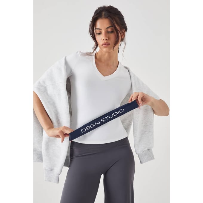 Dames DSGN Studio Ultra Sculpt V-hals Korte Mouwen Top | White | Maat: Large