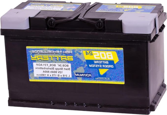 Startaccu - AGM Batterij - Voertuig Starten - Hoge Koudstart - 80 Ah - Zwart