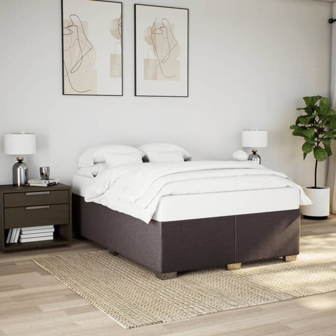 vidaXL - Bedframe - zonder - matras - stof - donkerbruin - 140x190 - cm