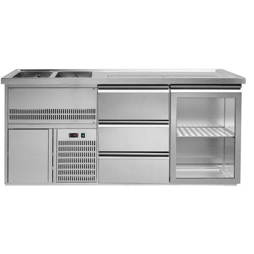 GGM Gastro Biertheke Premium PLUS - 1950x700mm - 1 Glastür & 3 Schubladen