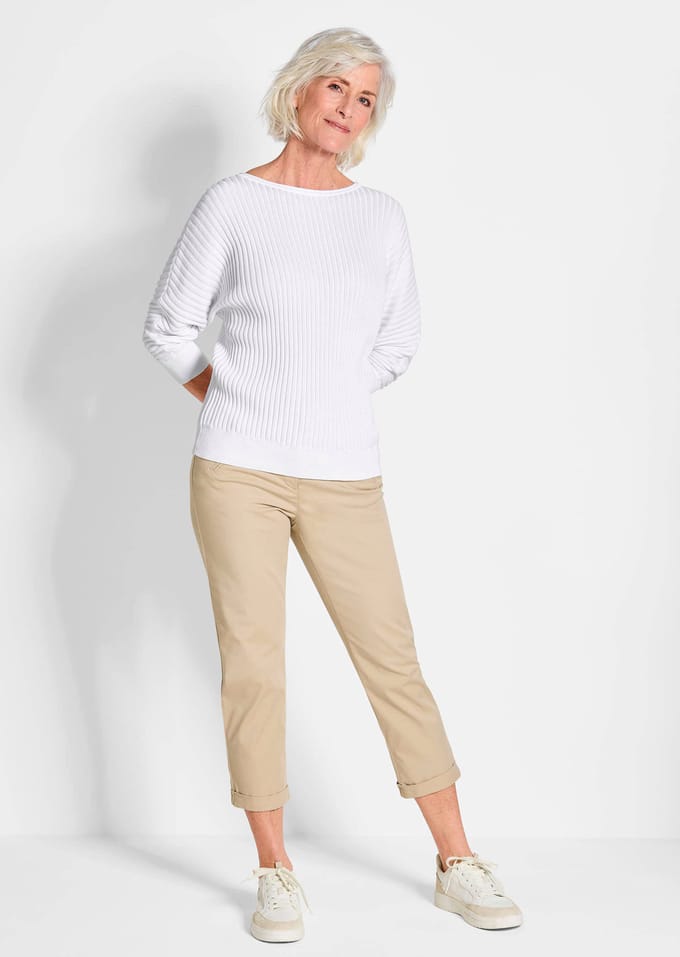 Pullover met vleermuismouwen - wit - Gr. 36/38 van Goldner Fashion