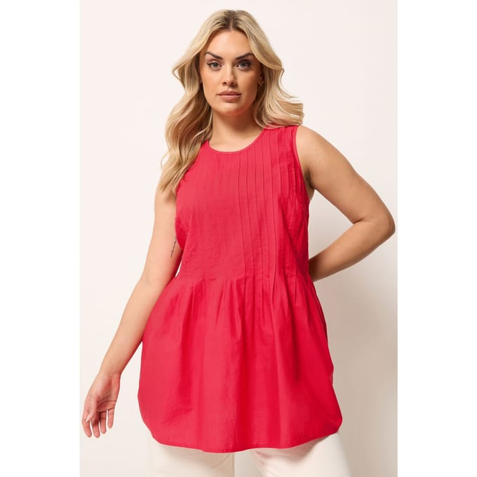 Yours Rode Geplooide Peplum Camitop Size 42