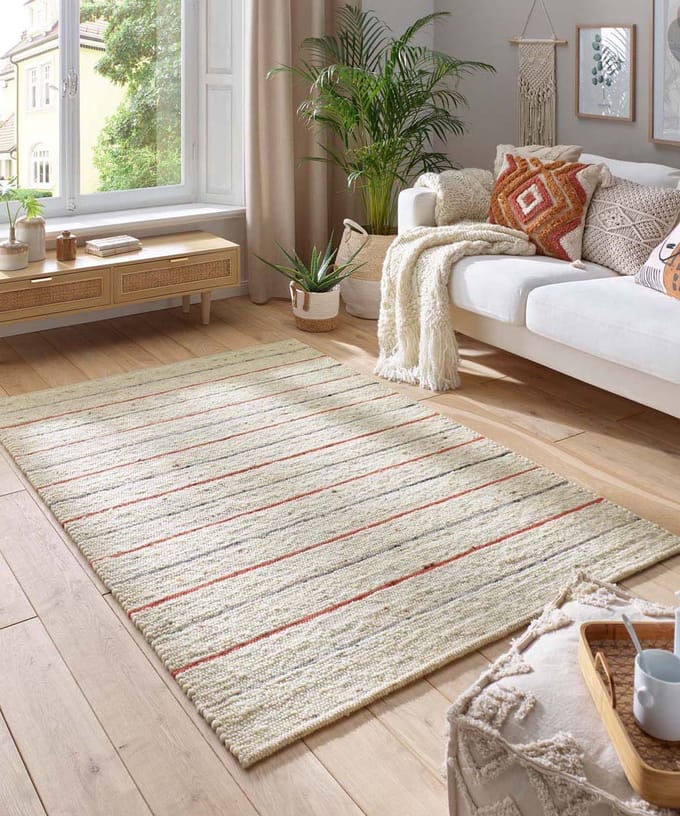 Wollen vloerkleed - Jarl crème/rood 250x340