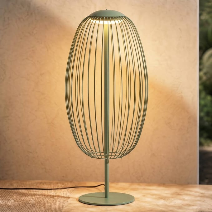 Lucande LED buiten vloerlamp Richi, groen, hoogte 90 cm, IP44