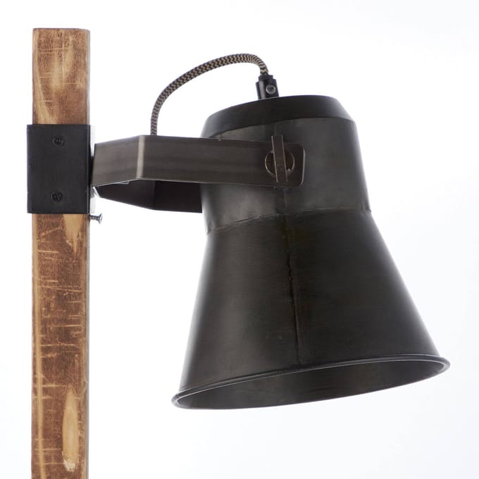 Brilliant Tafellamp Plow, zwart/hout donker