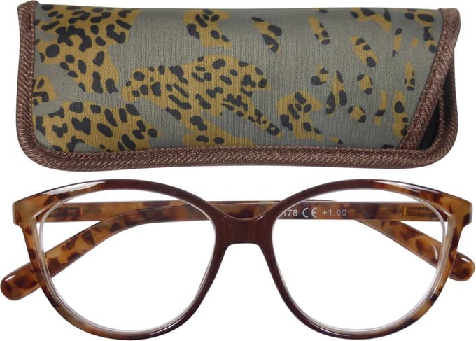 Lilly&June Leesbril Dierenprint Bruin +1 - Met Bijpassend Etui