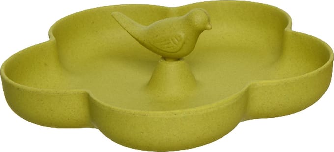 Decoris Vogelbad - bamboe hout - groen - 23 cm - voederbak - drinkschaal