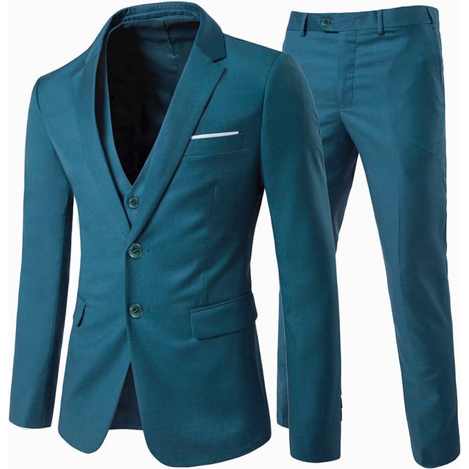 3-delig pak met ingekeepte revers SteelBlue