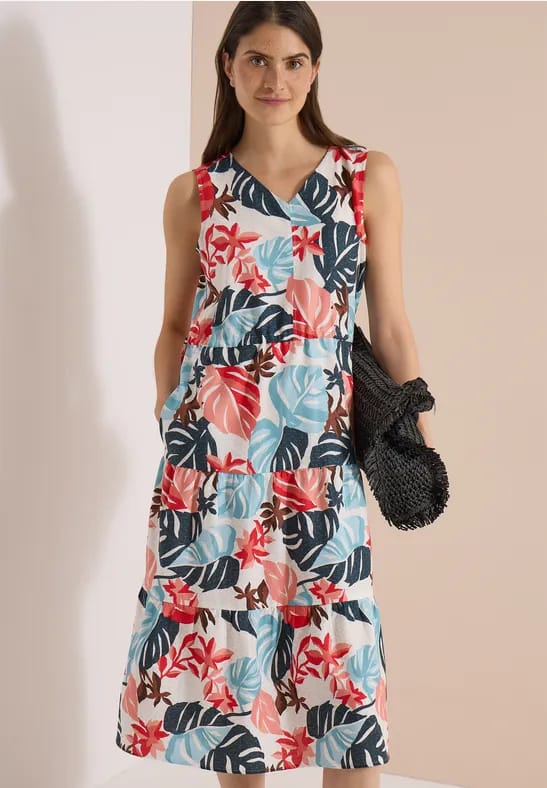 Midijurk met V-hals en print