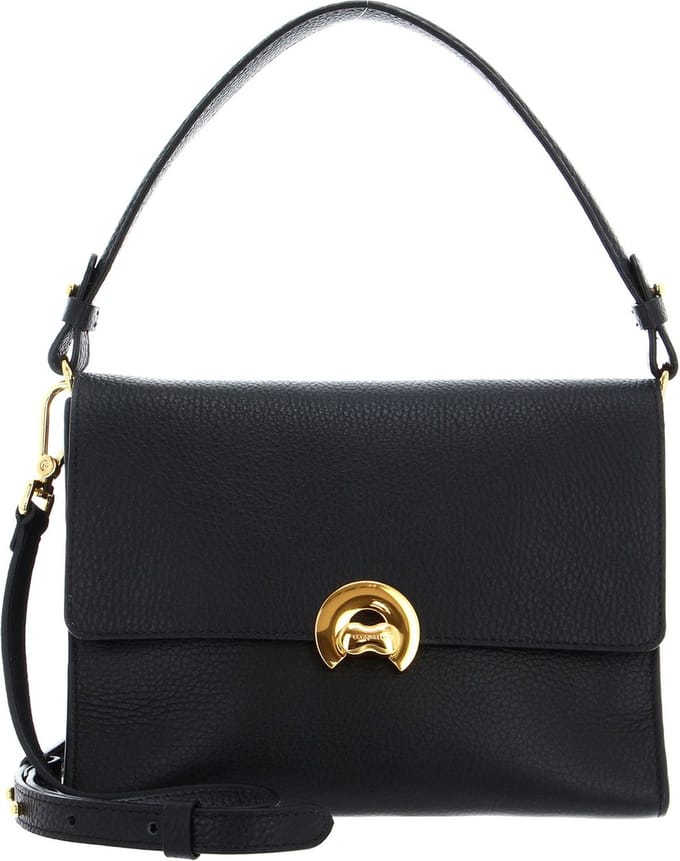 COCCINELLE Leren Schoudertas Binxie Handbag Grained Leather Noir Zwart