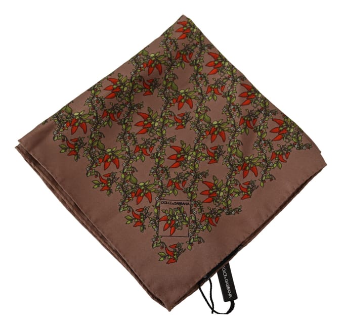 Bruine Wortelen Print Zijden Zakdoek