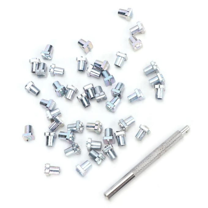 43 Stuks Stempelset Zink met 1 Stuks Handvatgereedschap Leerbewerking Accessoires white
