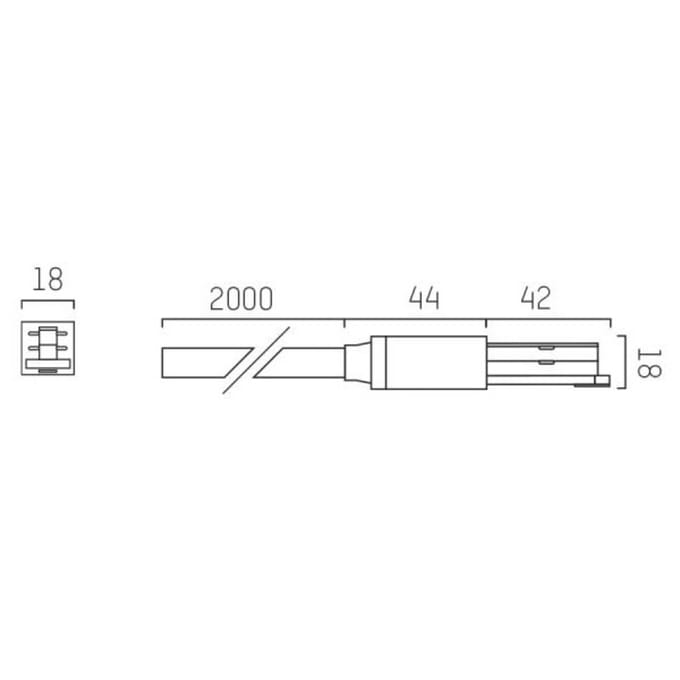 Molto Luce Eindvoeding voor Volare railkabel 2m wit
