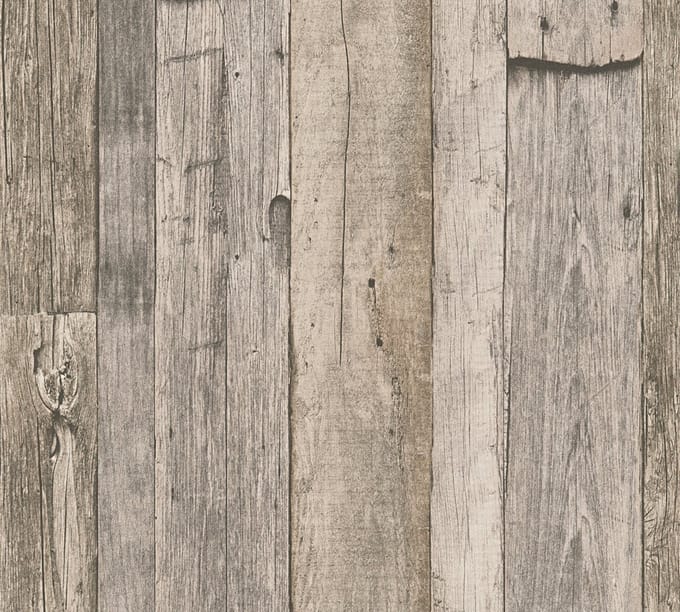OUDE HOUTEN PLANKEN BEHANG | industrieel - Beige Zwart Crème - A.S. Création Elements 2