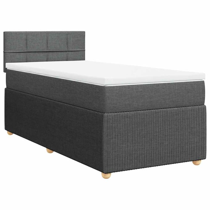 vidaXL - Boxspring - met - matras - stof - donkergrijs - 100x200 - cm