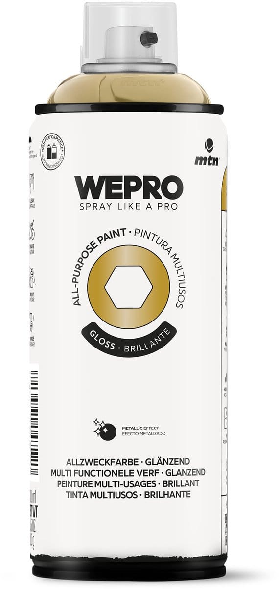 Spuitbus Goud Glans MTN WEPRO ALL-PURPOSE PAINT 400ML