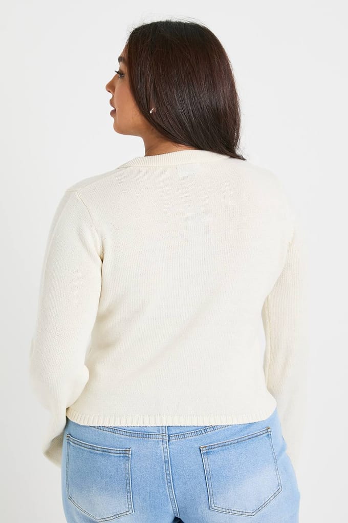 boohoo Dames PLUS TOP MET KRAGEN EN KNOOPSLUITING | Cream | Maat: 26