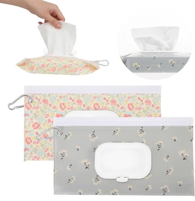 2-pack herbruikbare babydoekjeshouder - draagbare natte doekjes dispenser