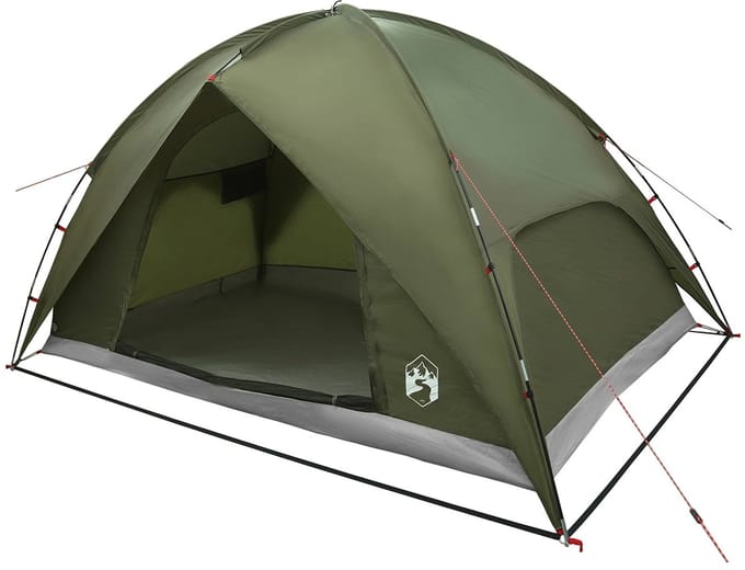 vidaXL - Campingtent - met - waterdichte - regenfly - 4-persoons - Olijfgroen