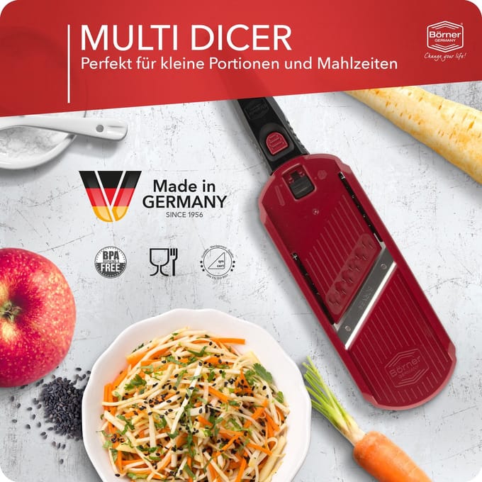 Börner Multi Dicer met Food Holder - Groentesnijder en Rasp - Rood/Zwart