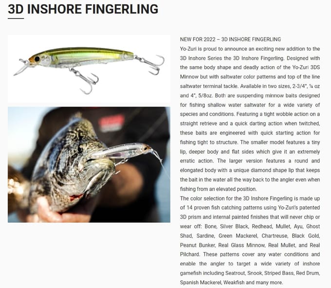 Yo Zuri Duel 3D Inshore Fingerling 70SP Suspend Lure R1409-GHCS (9655)