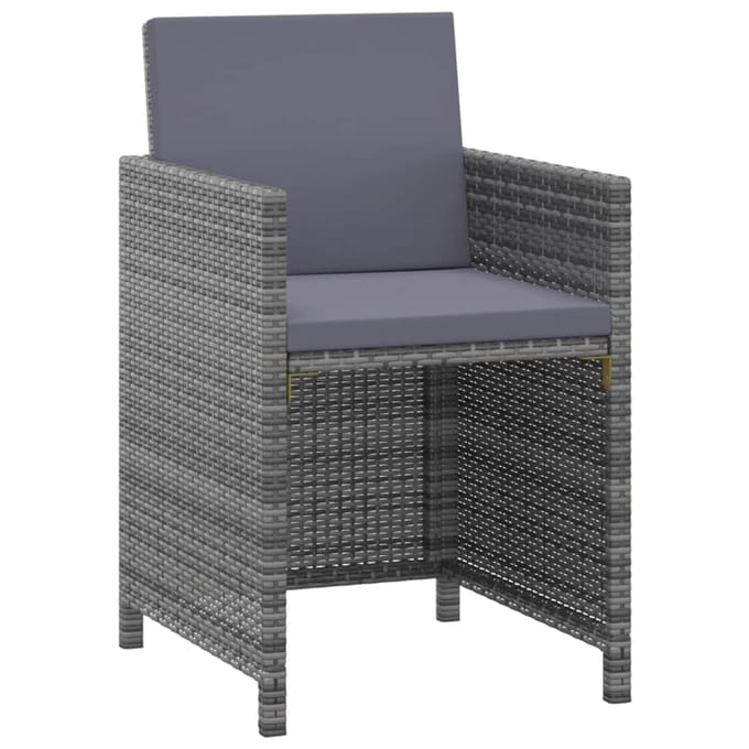 vidaXL - 3-delige - Tuinset - met - kussens - poly - rattan - grijs