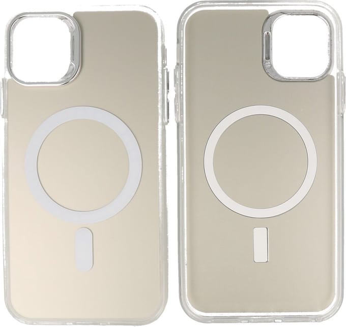 Magsafe Hoesje Geschikt voor iPhone 11 - Magnetisch Smartphone Hoesje - Wit / Silver