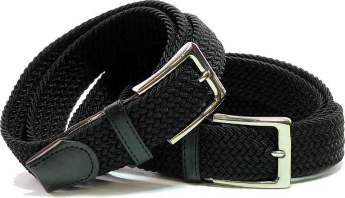 Zwart Dubbelpakket Elastiek - Elastische Comfort Riem - Gevlochten - Totale lengte 120