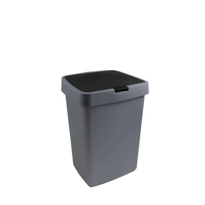 Sunware - Delta prullenbak klep 25L metaal zwart - 32,3 x 28,1 x 45,2 cm