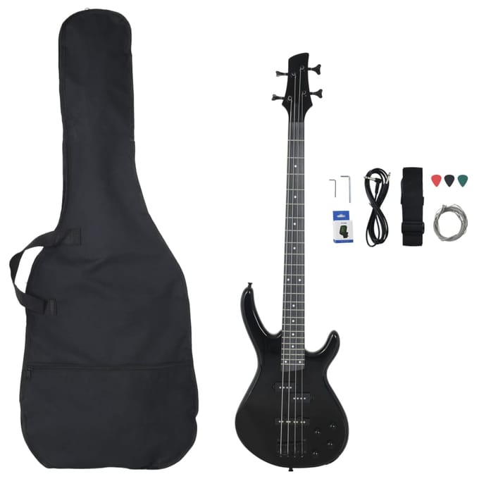 vidaXL - Basgitaar - voor - beginners - elektrisch - met - tas - 4/4 - 46" - zwart