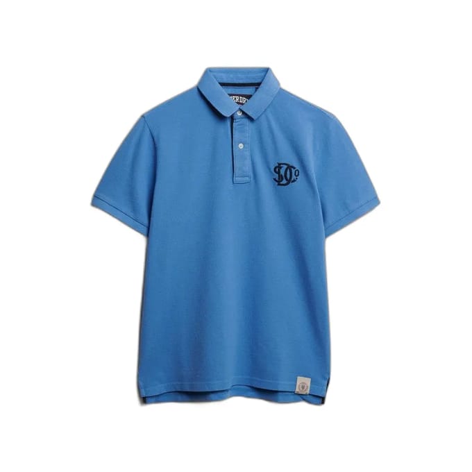 Superdry Polo Piqué Monogram Blauw - Maat XXL - Heren