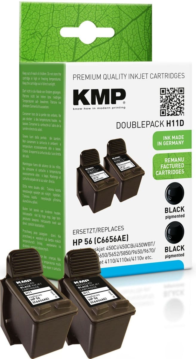 KMP Inkt vervangt HP 56 Compatibel 2-pack Zwart H11D 0995,4021